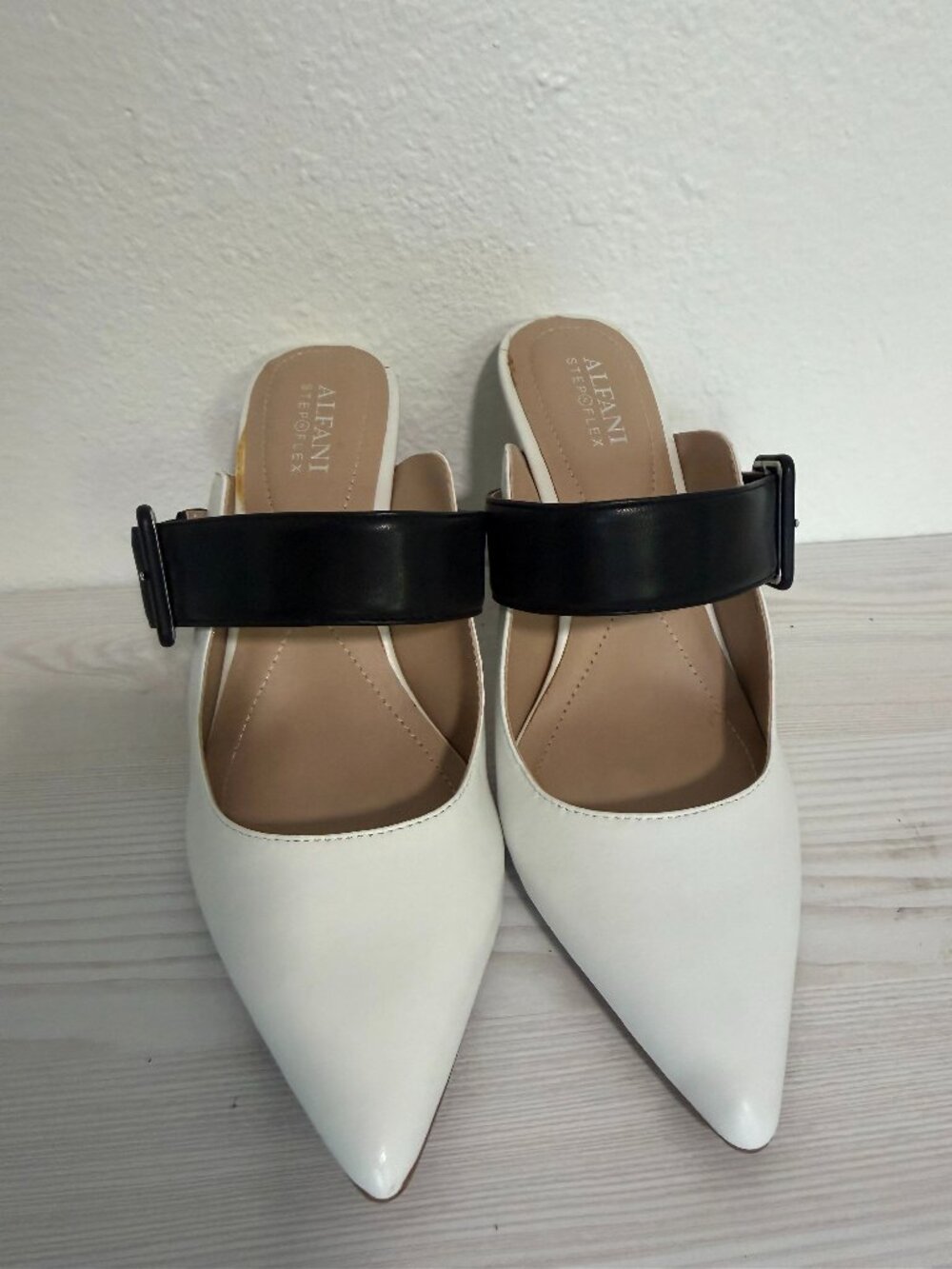 Black and white heels